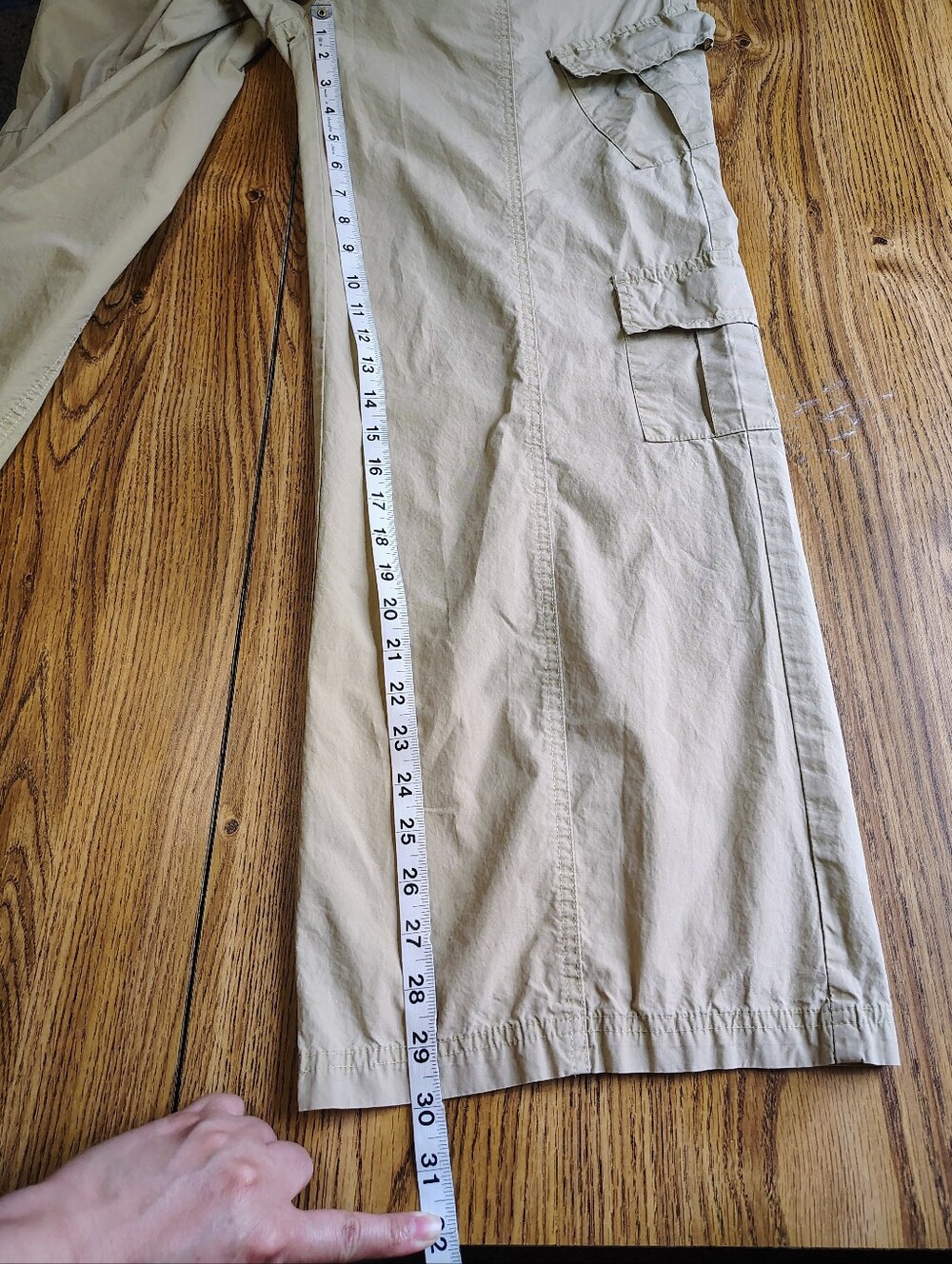 Pacsun Low Rise Puddle Wide Leg Cargo Pants Khaki Women's Elastic Waist size M. - Picture 11 of 16